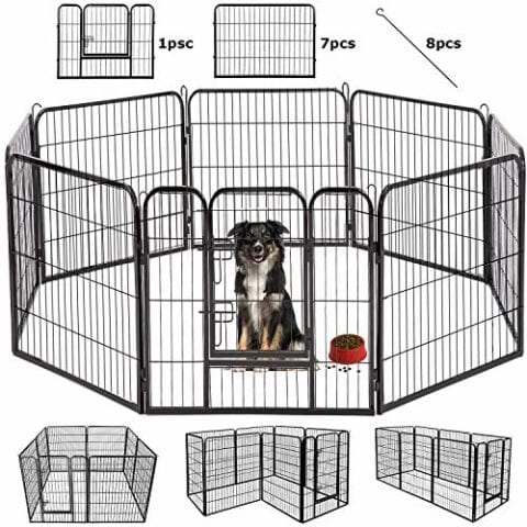 BestPet Outdoor/Indoor 40 Inches Metal Dog Pen Dog Fence Playpen Extra ...